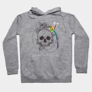 Skull Design, Beautiful Skull Art, Line Artwork, Colorful Bird Hoodie